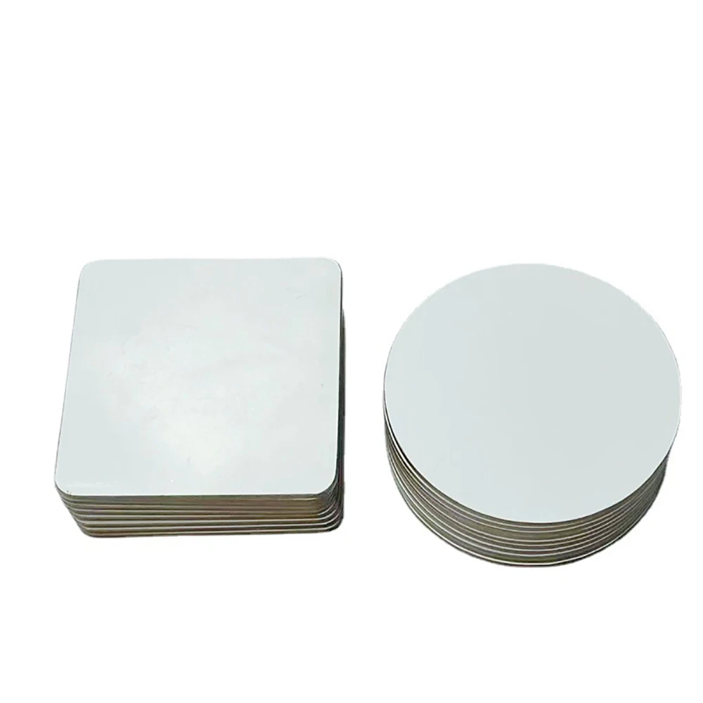 14pcs  Cup Mat Sublimation DIY White Blank MDF Wood Drink Coaster Round Square DIY Heat Transfer Custom Print 10cm
