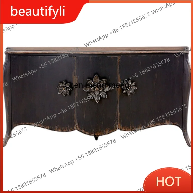 

rural light luxury solid wood dining side cabinet, living room locker, antique and old foyer entrance cabinet, customized
