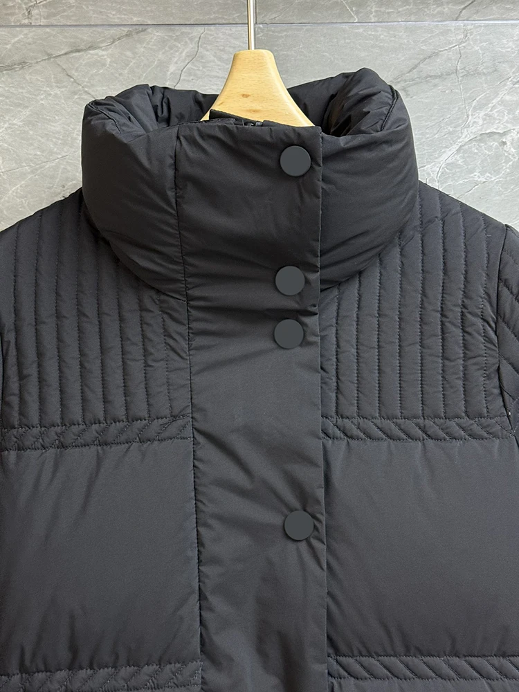 SVORYXIU الشتاء عارضة نمط الوقوف طوق سحابات يندبروف تصميم أسفل سترة المرأة الأزياء الأبيض رشاقته الدافئة أسفل سترة #5