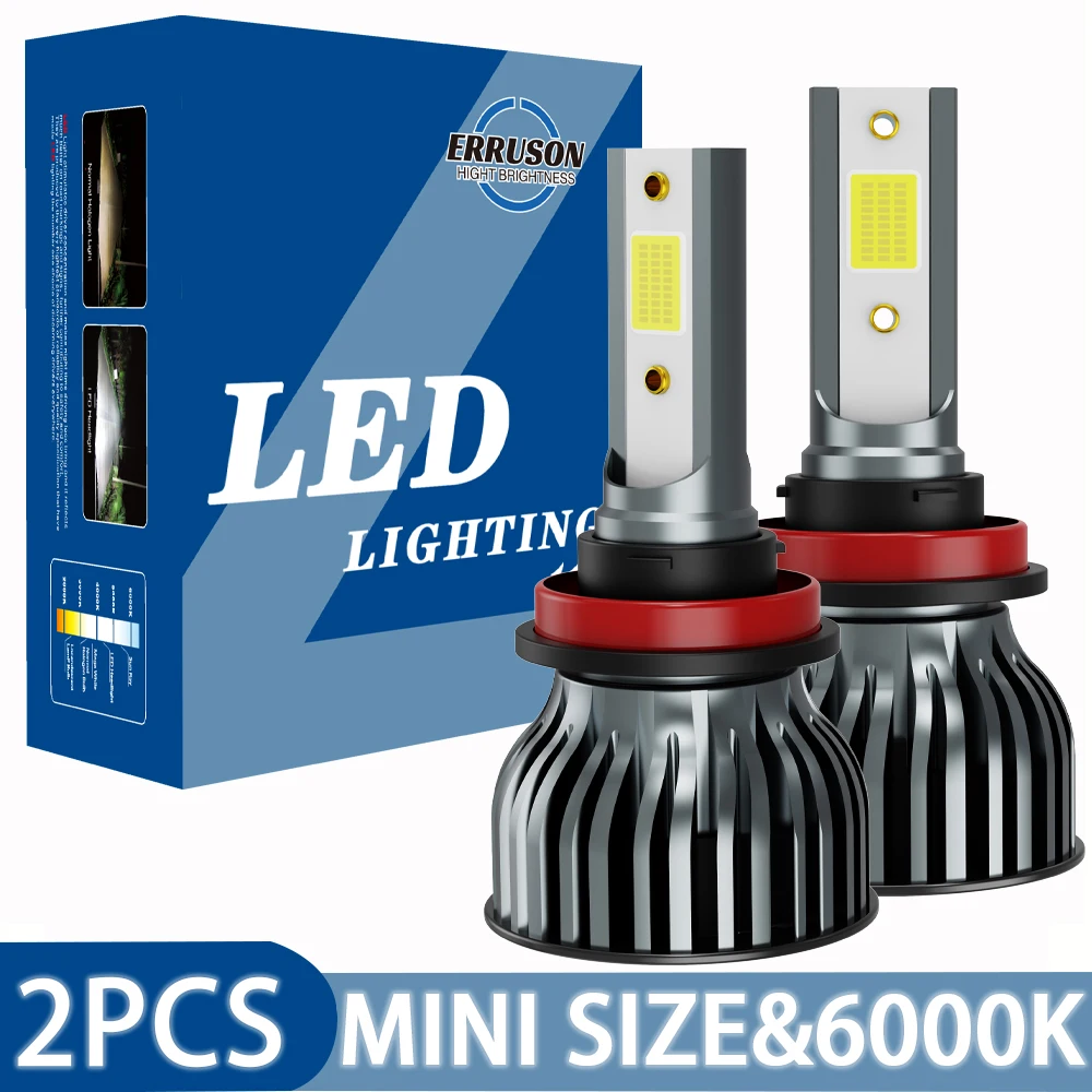

Erroson LED Car Headlight H1 H7 H11 9005 9006 H4 50000LM High Low Beam Fog Light, Easy to Install All In One COB Chip 2pcs