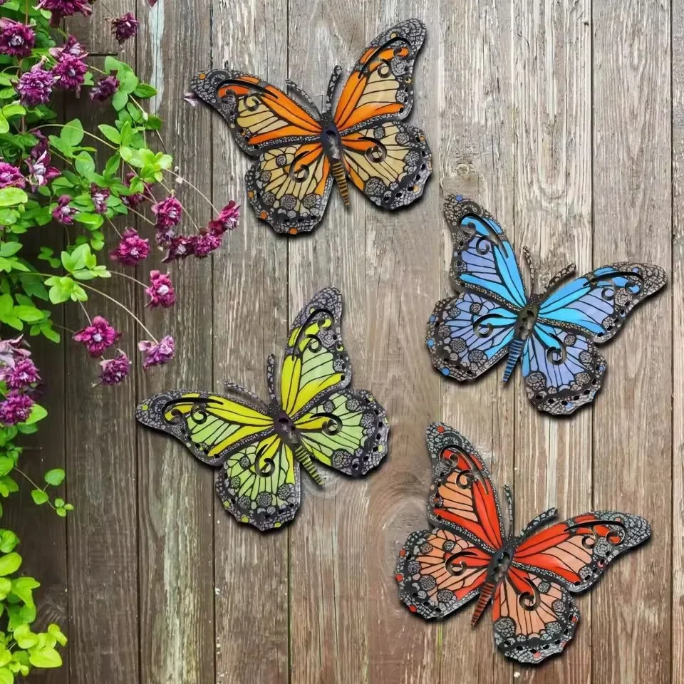 

Vintage 3D Metal Butterfly Wall Art Hanging Decor Wrought Iron Wall Hanging Sculpture Garden Home Party Decoration