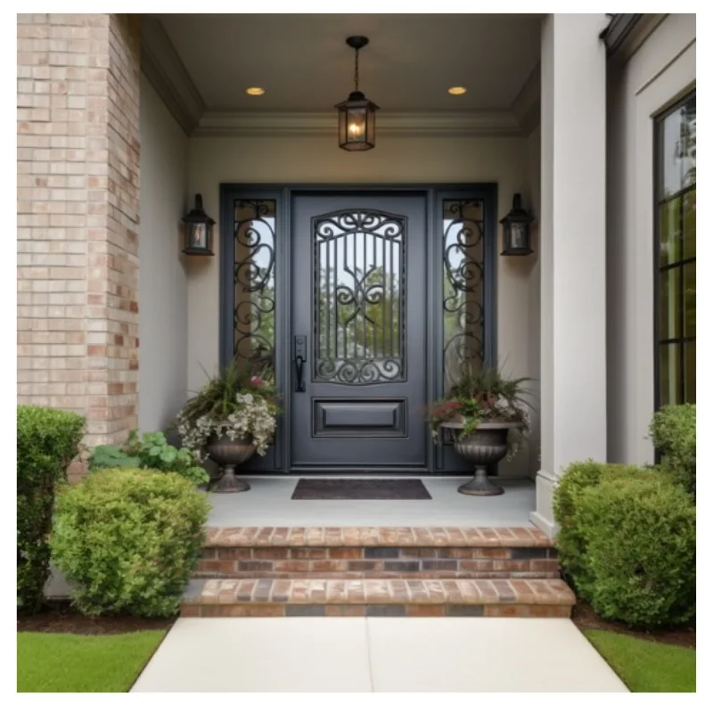 

Кованая входная дверь на заказ в европейском стиле: металлическая, стеклянная, стальная