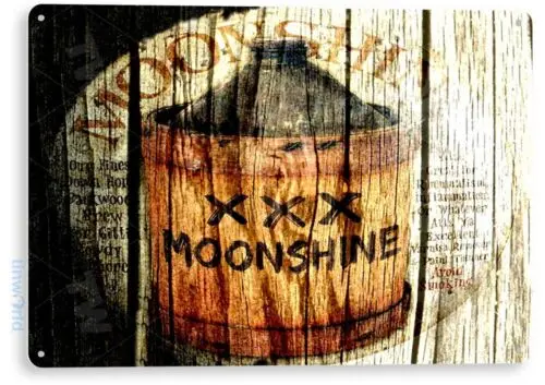 TIN SIGN Moonshine Booze Whiskey Bar Pub Cabin Rustic Liquor Sign Decor B363