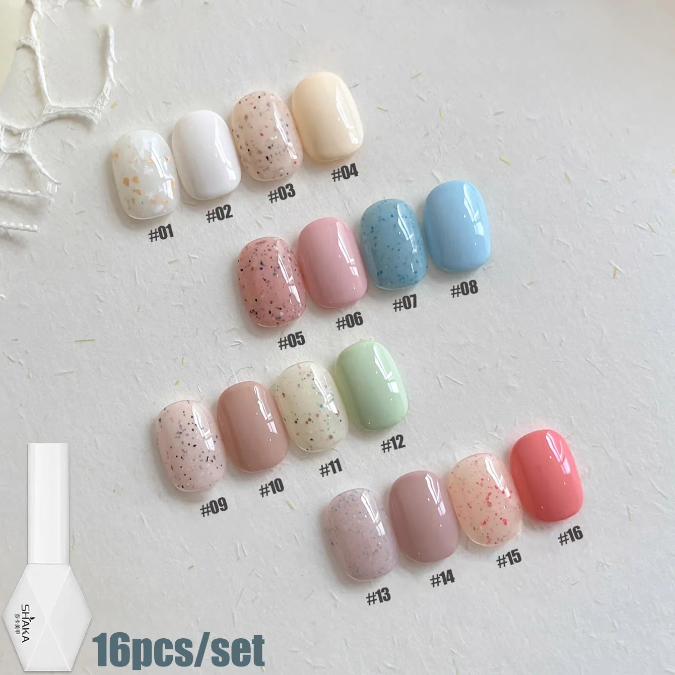 1-16pcs SHAKA Summer Autumn Cream Bear Yellow Green Blue Pink Gel Nail Polish 2025 New Cute Halloween Versatile Nail Gel