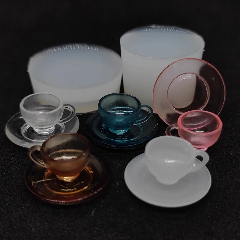 Juego de comida y juego para casa de muñecas, taza de té en miniatura, molde de silicona, epoxi UV, accesorios para muñecas, decoración de escena de juguete, 1 Juego