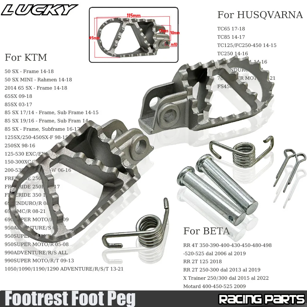 Motorcycle Footrests Foot Peg Aluminum Front Footrests Pedals For Beta KTM Husqvarna GASGAS 125 250 350 390 400 Pit Dirt Bike