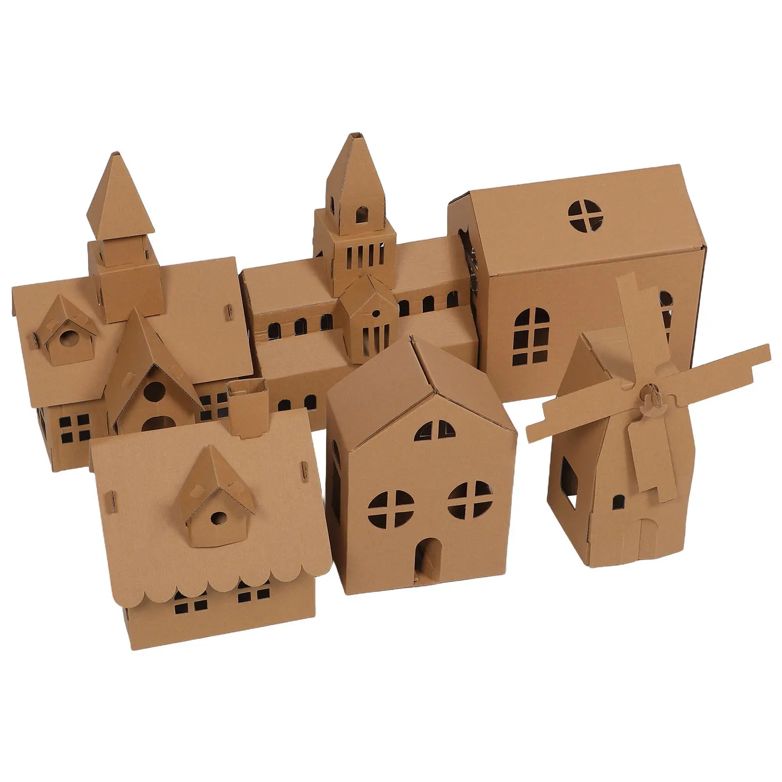 Kit de maison en carton pour enfants, 6 pièces, maison de jeu créative à colorier, artisanat miniature, kits de construction de modèles éducatifs et amusants