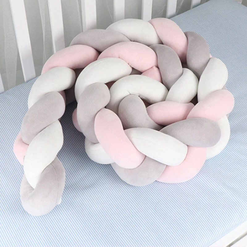 Baby Twisted Bed Surround Plush Children Room Decorative Anti-Collision Strip Softs Cottonrope Bed Hand-Woven Mat 400Cm