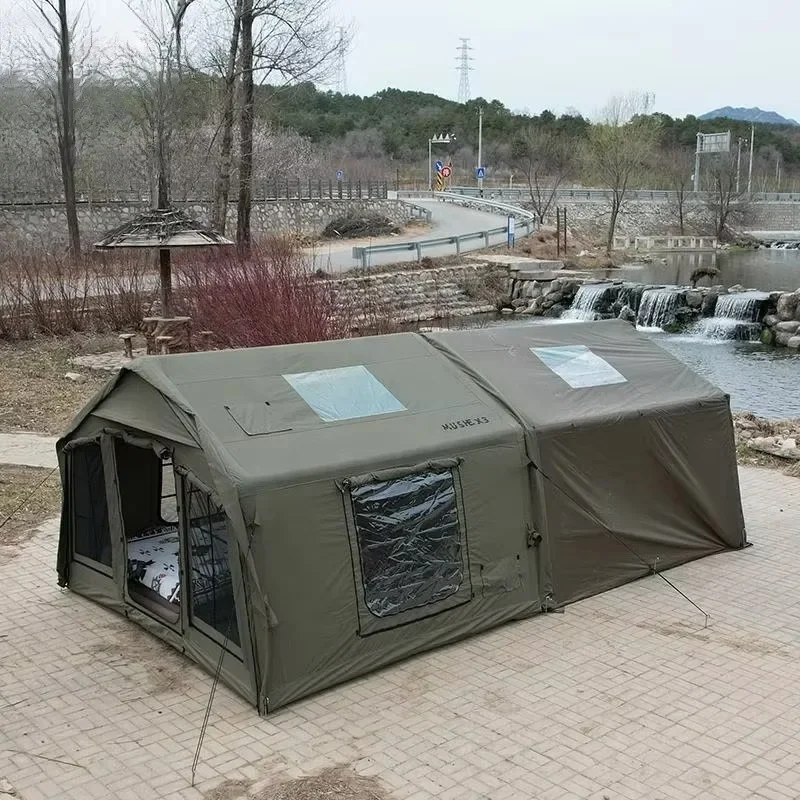 Inflatable Oxford Tent 320x280x220cm 3000mm Waterproof Portable 4-Season 2-Min Setup 800W Pump 6-8 Person Outdoor Camping