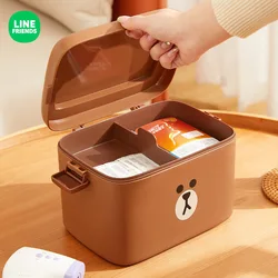 Line Friends Brown Anime Kawaii Medical Kit Cartoon Cute Large Capacity Multi-layer Home Emergency Medical Medicine Storage Box