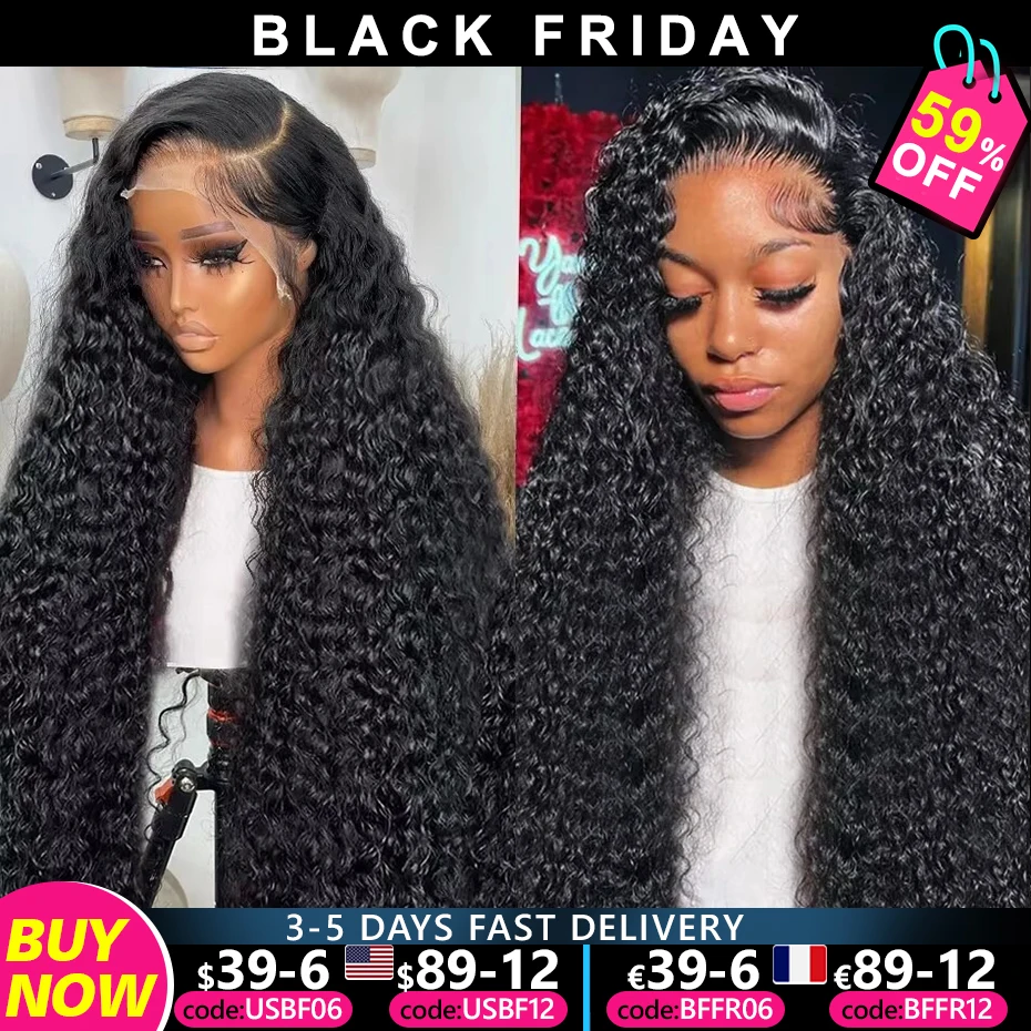 200% 13x4 13x6 Loose Deep Wave Lace Frontal Wig 30 Inch Water Wave Curly 4×4 Lace Frontal Human Hair Wigs For Women