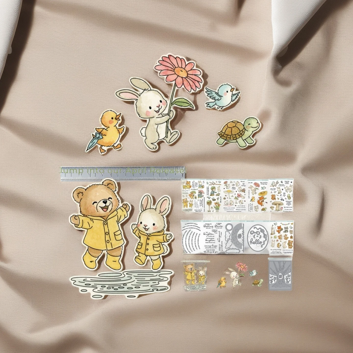 

Rainbow New Showers Flowers Clear Stamps Metal Cutting Dies for DIY Scrapbook Embossed Card Craft Template Decoration