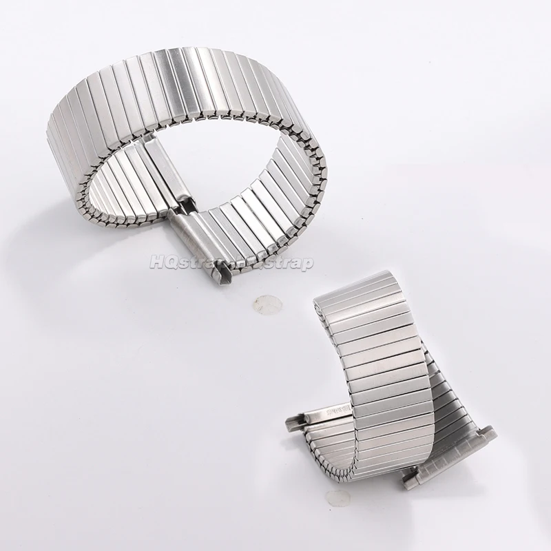 Elastic Stainless Steel Strap 18mm 20mm 22mm Stretch Expansion Bracelet Metal Adjustment Width Wristband Silver Band Accessories
