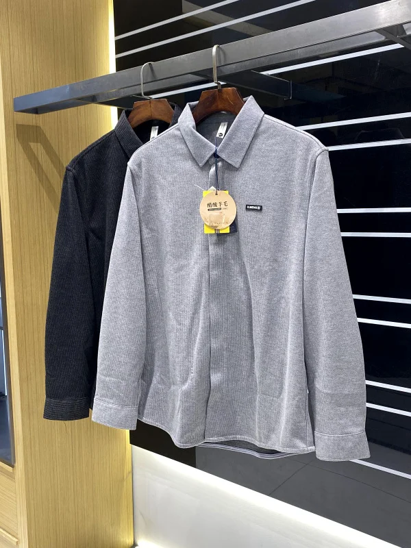   Lã de acetato masculino longo sve irt confortável deslocamento busin casual suporte ajuste botão acima calor primavera outono