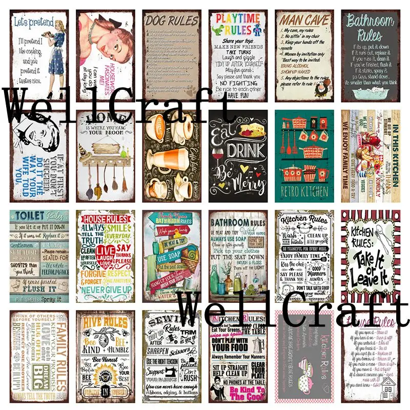 [ WellCraft] Кухня Семейный туалет Правило Металлическая вывеска Декор WX-53-1 украшение дома