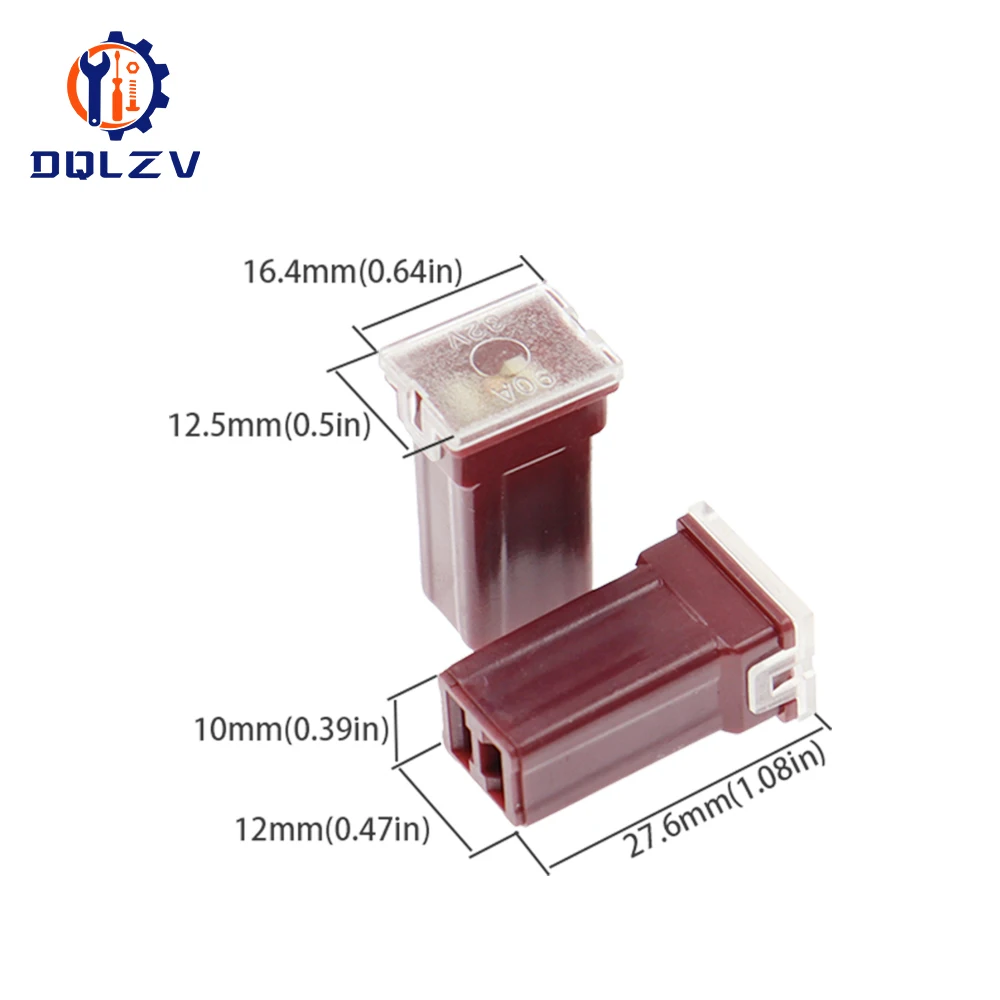 2PCS 20A 25A 30A 40A 50A 60A Insurance Auto Square Fuse Tube for Car Air Conditioning Insurance Fan