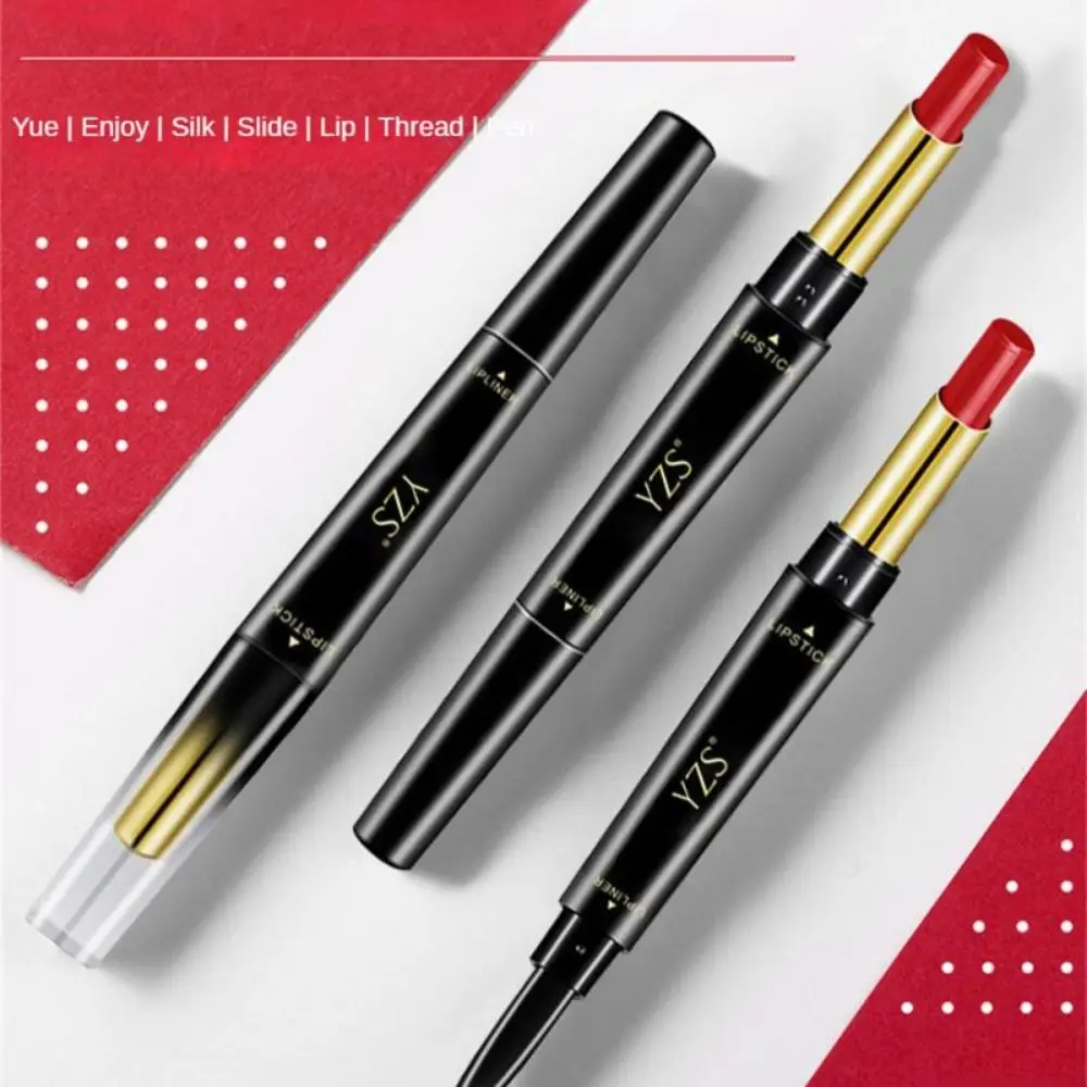 6 Farben Doppelkopf-Lipliner, Antihaft-Cup-Kosmetik, 2-in-1-Lippenstift, glatt, befeuchtet, samtiger Lipliner-Stift, Schönheit