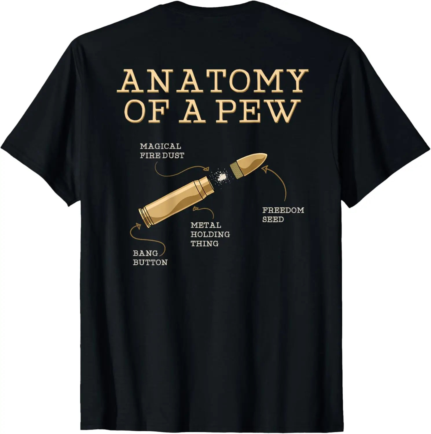 Funny Anatomy of A Pew - Ammo Gun - Amendment Meme T-Shirt 100% Cotton O-Neck Short Sleeve Summer Casual Mens T-shirt Streetwear