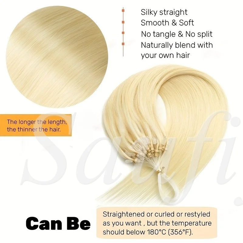 Straight Balayge Blonde Micro Beads Human Hair Extensions Women Micro Loop Ring Hair Extensions Natural Blonde Brown Black Micro Loop Human Hair Extensions 30g/pack