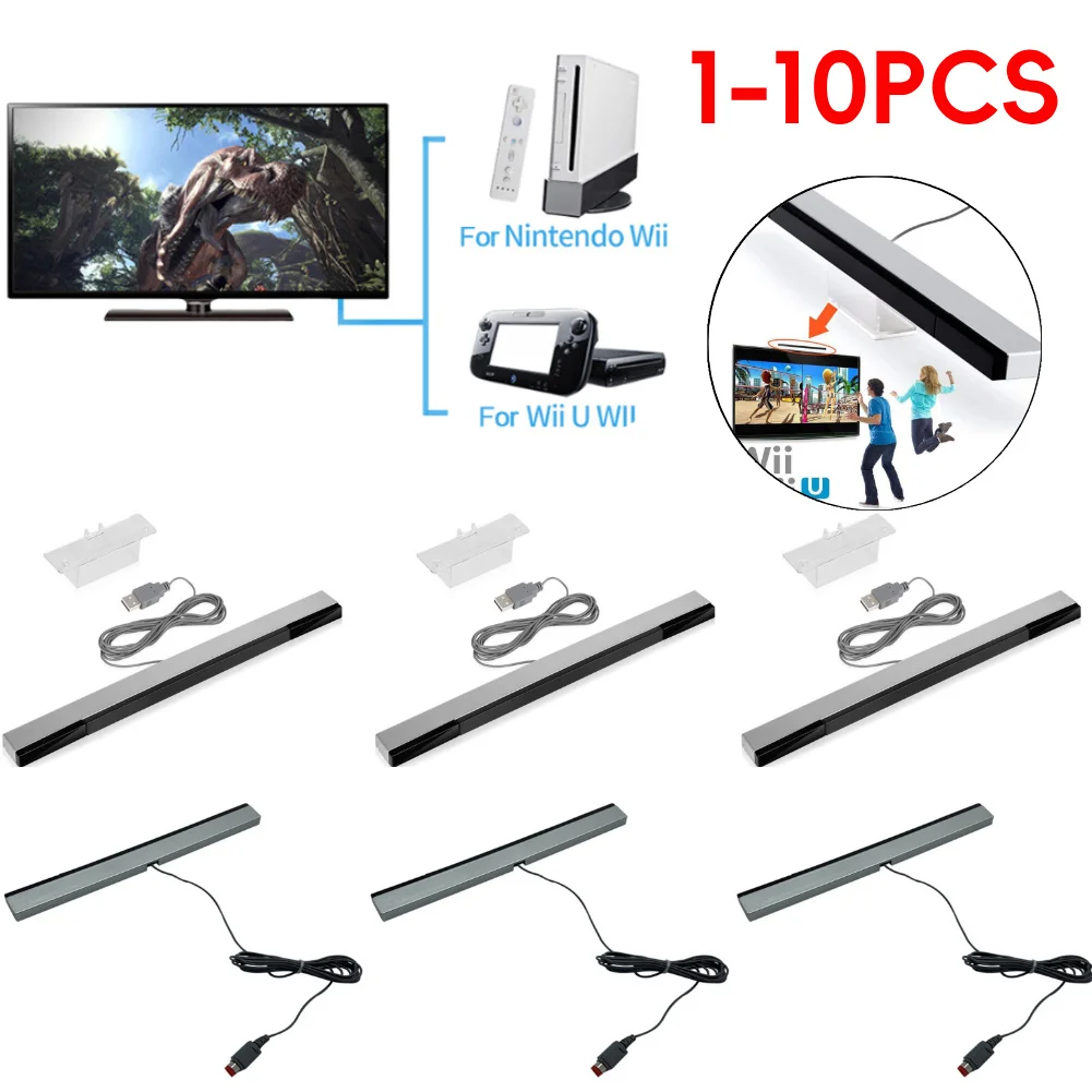 Barra de sensores con cable, receptor de sensor de movimiento para Nintendo Wii/Wii U con cable de extensión, receptor de sensor de rayos infrarrojos USB, 1-10 Uds.