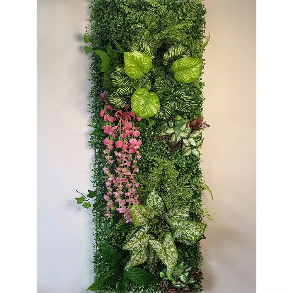 40 * 120 cm 3D-Kunstpflanze Gras Wandpaneel Box Holzzaun Kunstrasen Moos Geeignet für Außen- und Innengärten