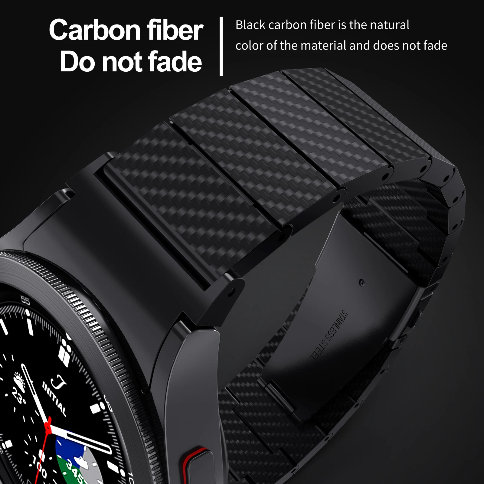 No Gaps Carbon Fiber Band for Samsung Galaxy Watch 4 5 6 7 Strap 44mm 40mm Bracelet for Galaxy 4 6 Classic 42mm 46mm 43mm 47mm