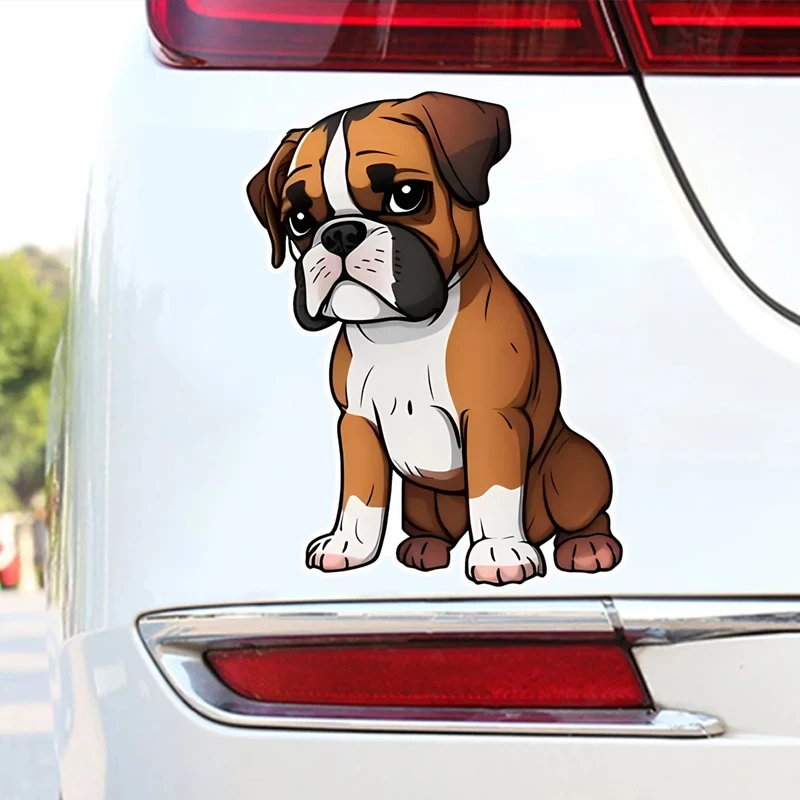 Cute Boxer Dog Vinyl Car Sticker, Waterproof Animal Pet Puppy Decal for Laptop Wildlife Decoration