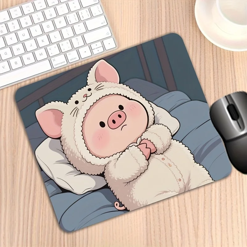 Cute Little Pig Kawaii Small Mouse Pad Desk Mat Stitched Edge Rubber Anti Slip Durable Pc Accessories Gaming Mats Maus Pad
