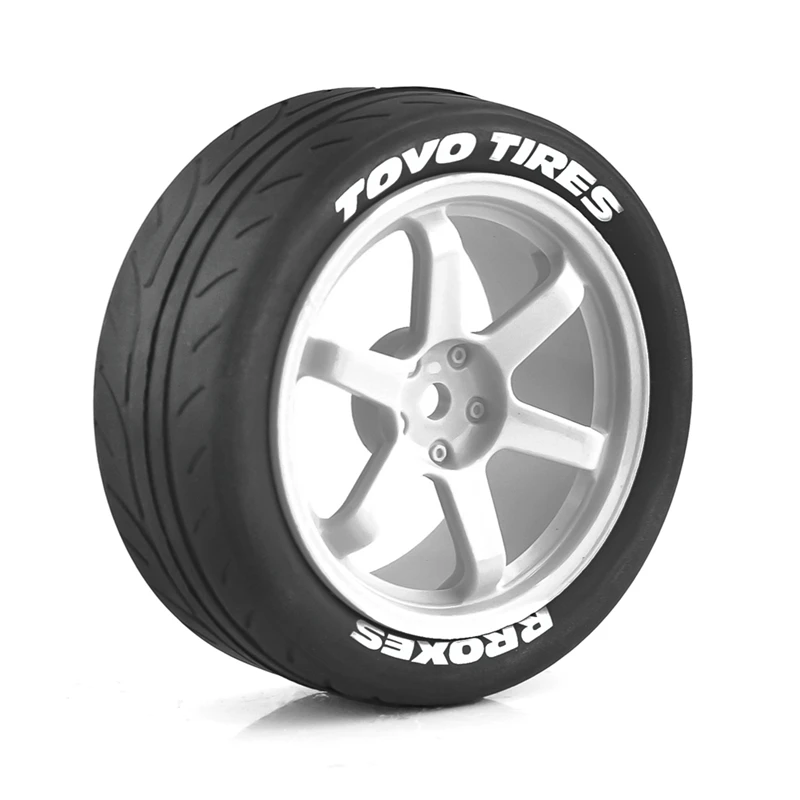 4PCS 1/10 RC Racing Car Tires On Road Touring Drift Car Tyre Wheel For Tamiya TT01 TT02 TA06 XV-01 PTG-2 Parts White