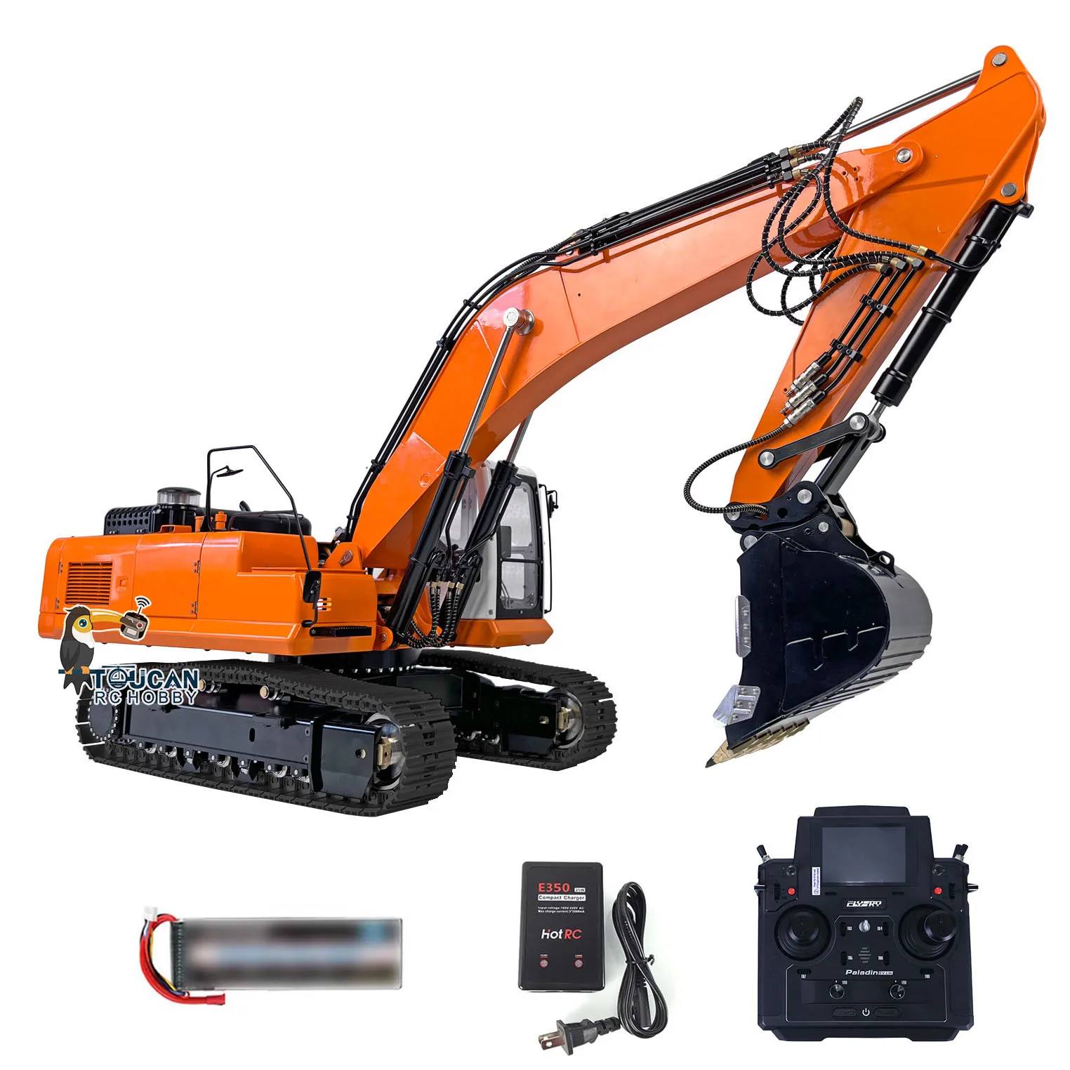 RTR LESU PC360 RC 1/14 Hydraulic Metal Excavator Grab Grapple Fixed Mount PL18EVLite Remote Control Model Light System THZH1303