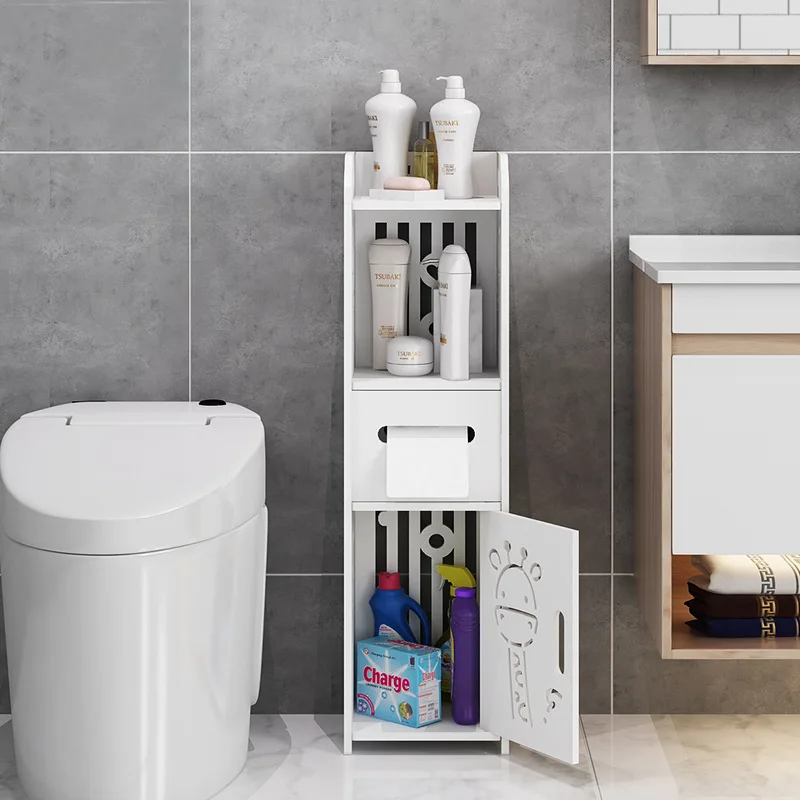 Mobiletto portaoggetti compatto per il bagno: Organizer per lavabo ad angolo sottile soluzione per lavabo da bagno stretto efficiente nello spazio.