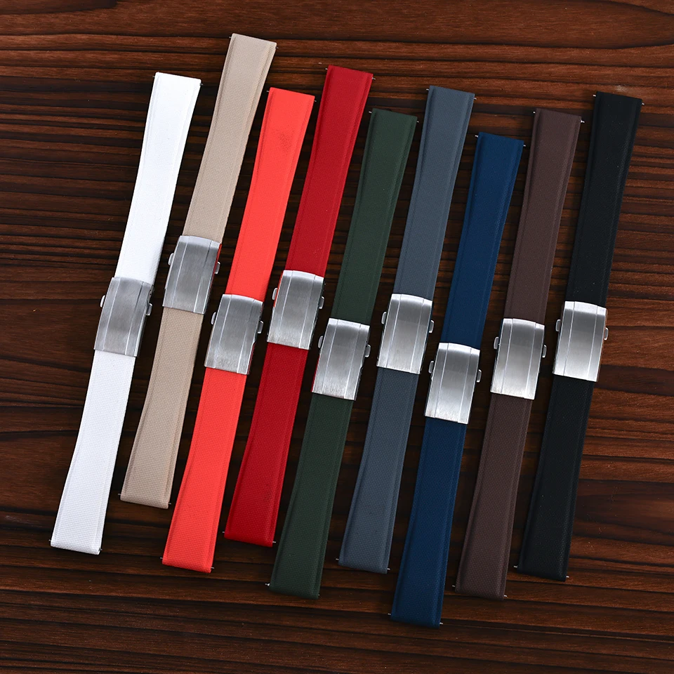 Sailcloth Design FKM Rubber Watch Strap 18/19/20/22/24mm Quick Release For Rolex Daytona Cartier CTS Rubber Watch Bands For Men