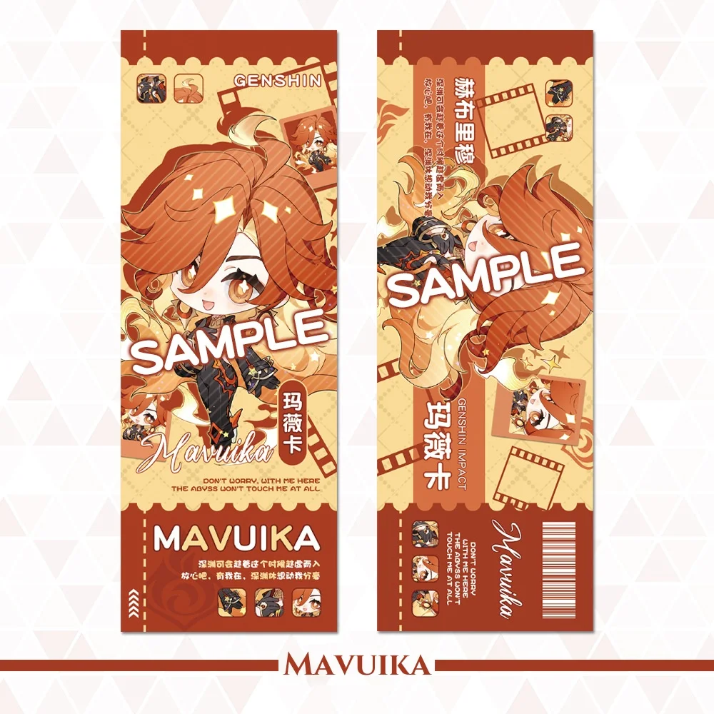 New Game Genshin Laser Ticket Mavuika Ororon Double-sided Hot Stamping Bookmark Collection Card Cartoon Anime Ornament Gift