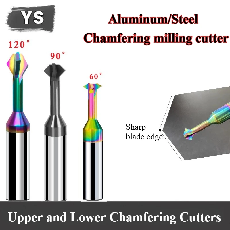 HRC58 Carbide  Chamfering Cutter 60 120 90 Degree Up And Down Double-sided Machining Coated Milling Cutter Chamfer Tools