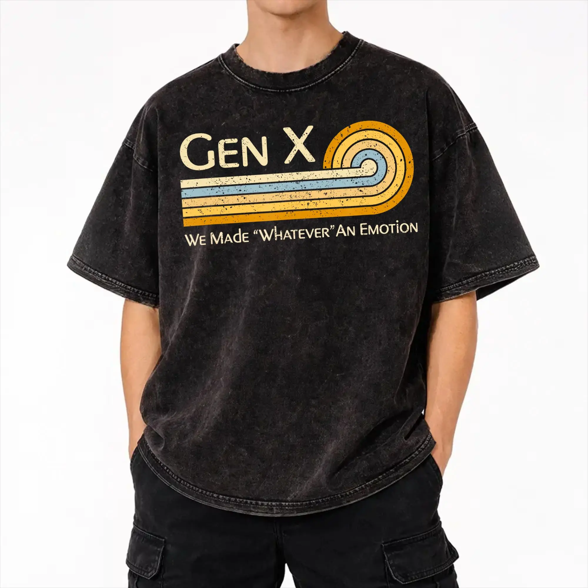 Summer Funny Gen X- We Made Whatever an Emotion 1980s  Washed T Shirts Apparel Oversize T-Shirts  for Men Women Tees
