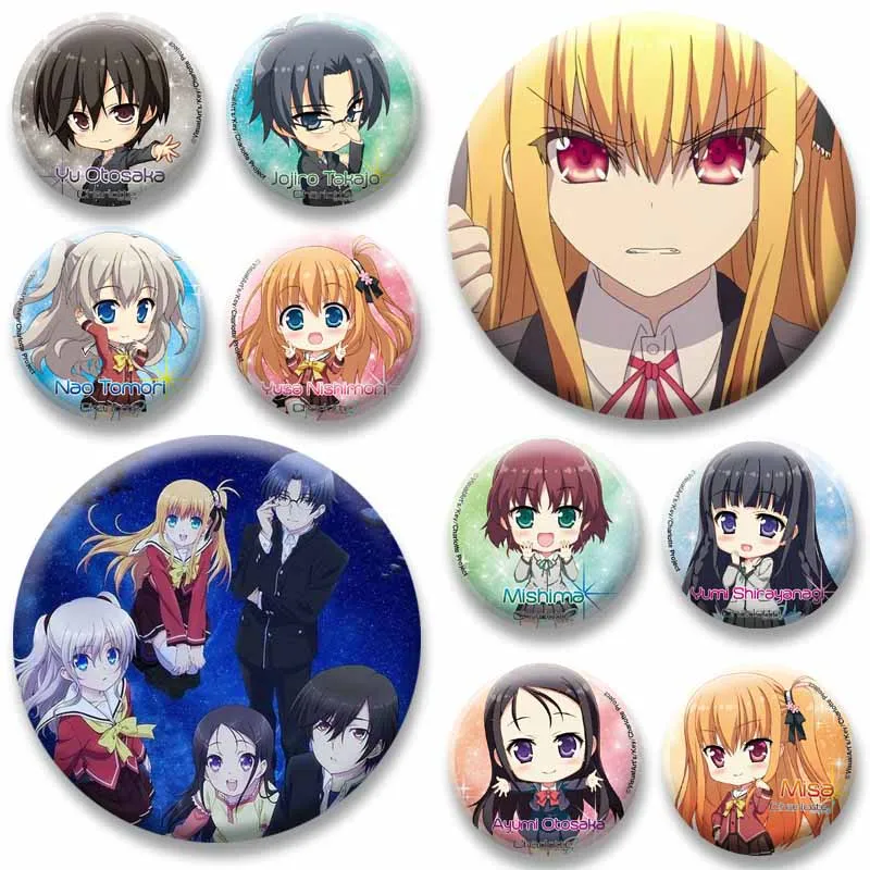 Nao Tomori Yuu Otosaka Ayumi Koujirou Yusa Cartoon Badges Cute Anime Figure Round Pins Bag Decor Brooch Accessories Friends Gift