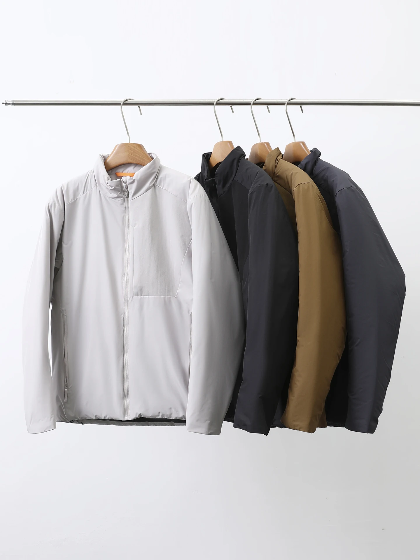 

Outdoor Men's Lightweight Cotton Jaet Collar Stand up Casual Leisure Windproof Warmth Polyester Fiber Long Sve Coat