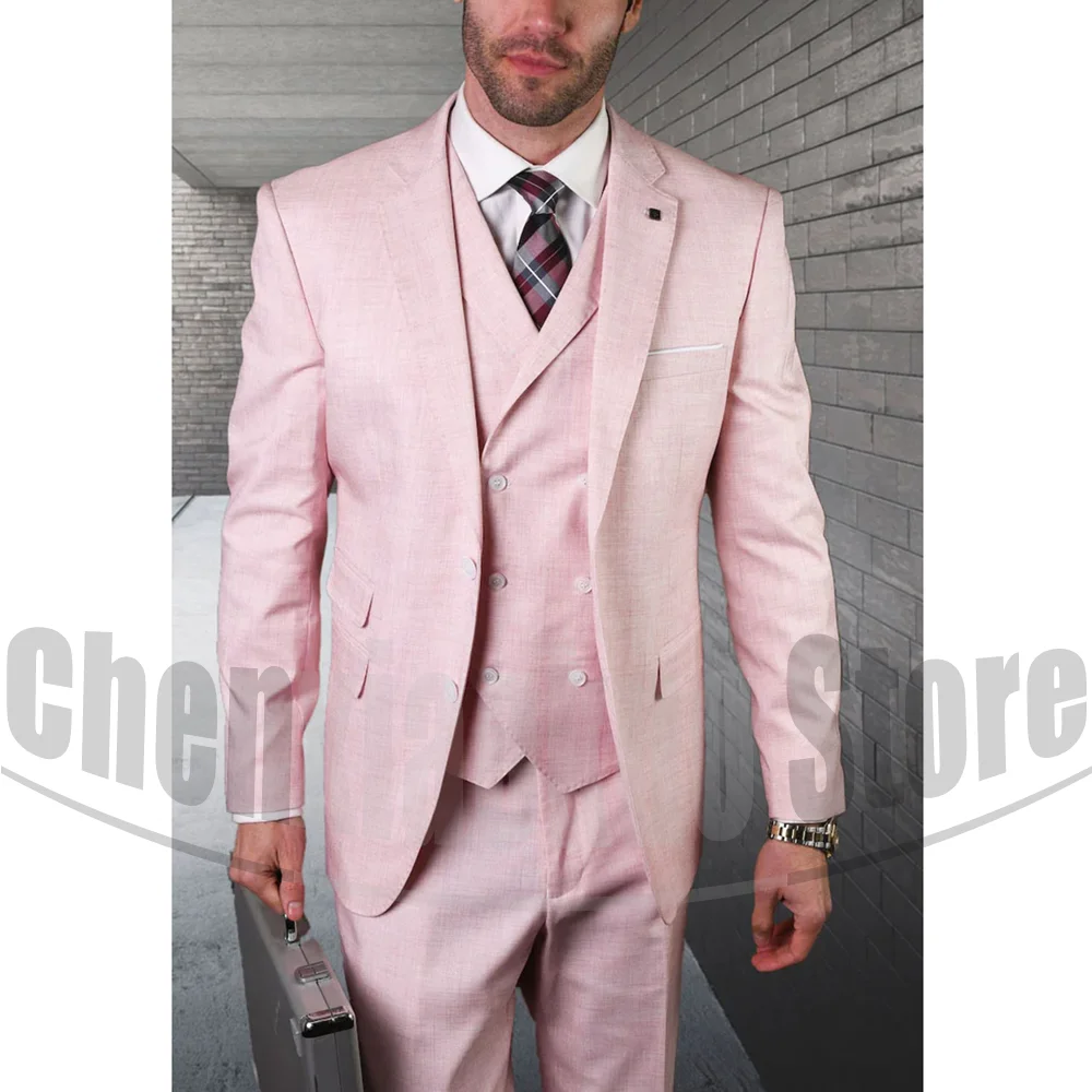 

Мужские костюмы из трех предметов, умные повседневные модные костюмы Custome Homme, тонкие формальные шикарные однобортные смокинги с лацканами для жениха, свадебной вечеринки