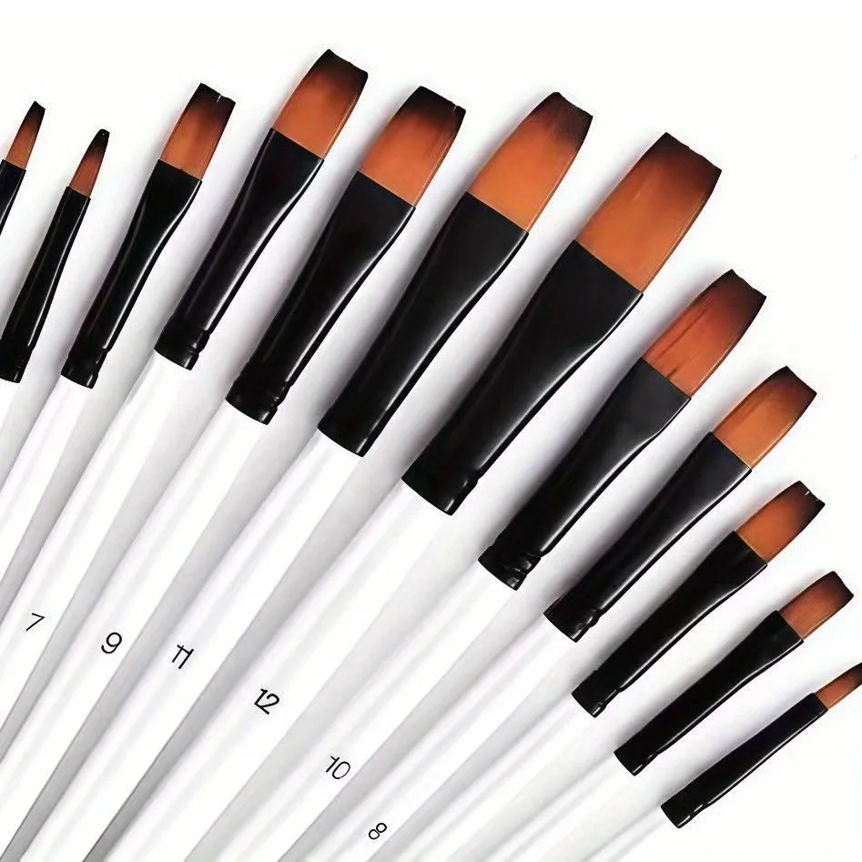 مجموعة فرش طلاء فنية مكونة من 12 قطعة من فرش الرسم الفنية لزيت الأكريليك والألوان المائية ولوحة الأكريليك للوجه والجسم والقماش الصخري