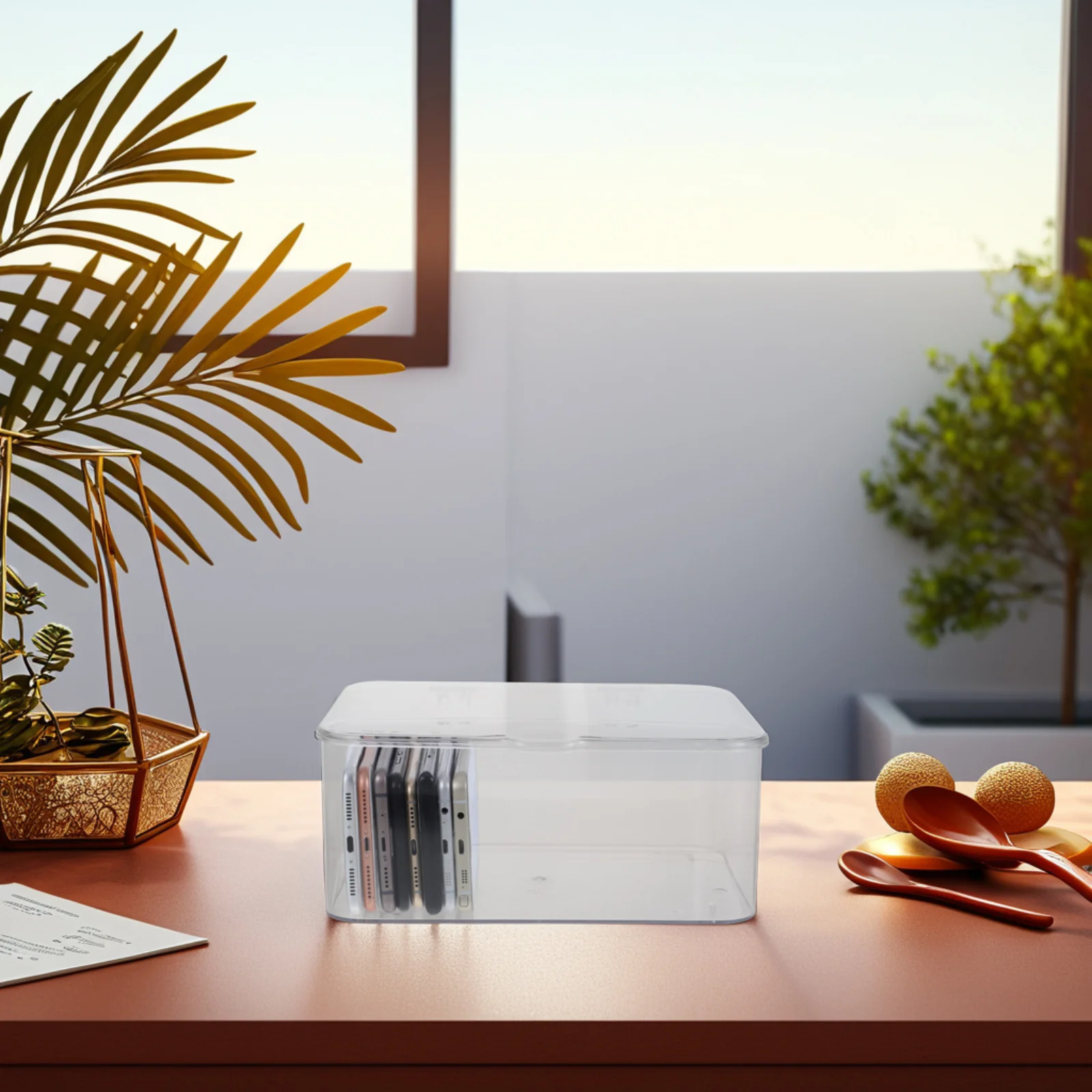 Phone Box Clear Plastic Desk Organizer Transparent Office Supplies Case For Stickers Jewelry Paper Clips Small Items