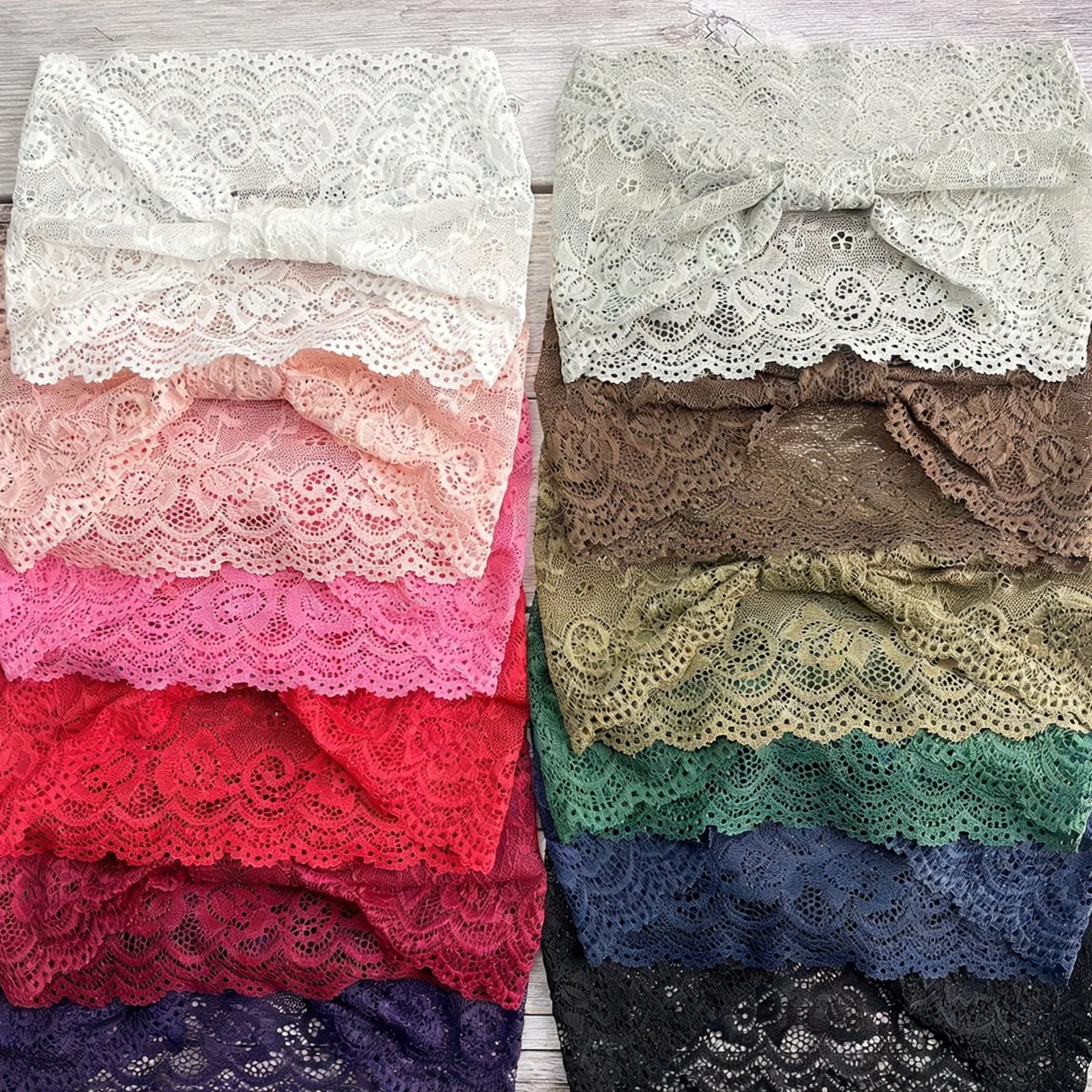 1PC Lace Bow Headbands For Women Vintage Floral Lace Elastic Wide Head Wraps Boho Hair Bands For Yoga Beach Daily Wear & Party - view 6