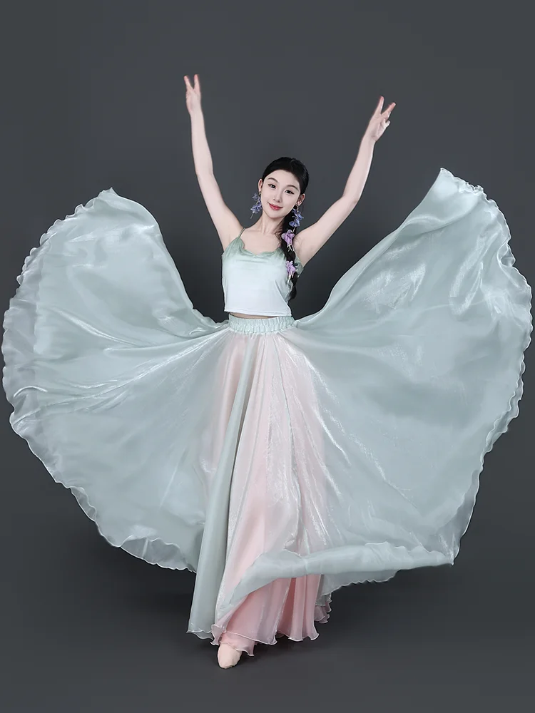 900 Degree Wide Skirt Satin Shine Classical Modern Dance Skirt Art Exam Photography Costume Women's Traditional Chinese Costume 썸네일 5