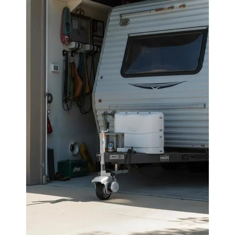 Chariot électrique pour remorque, capacité de remorquage de 2,5 T, roue de manœuvre motorisée 380W 12V avec vitesse de déplacement de 7 m/min, hauteur de fixation réglable de 31-63 cm et pneu en caoutchouc de 20,3 cm, pour déplacer caravanes et bateaux