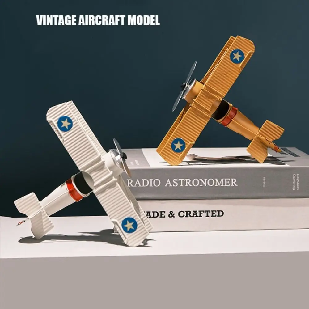 Retro Iron Vintage Airplane Model Handicraft Miniature Aircraft Ornaments Livingroom Delicate Metal Plane Models Gift