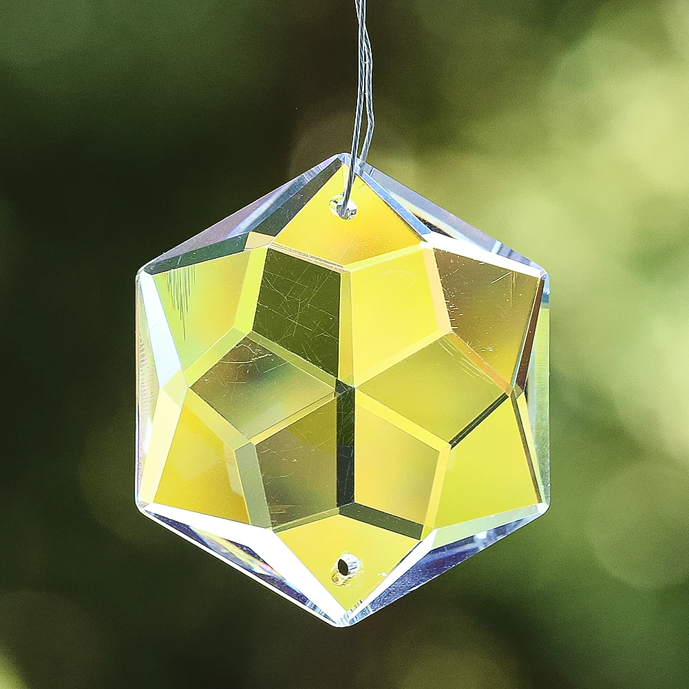 

48mm Hexagram Star of David Crystal Suncatcher Hanging Glass Faceted Prism Lightcatcher Rainbow Maker Lucky Amulet Pendant Decor