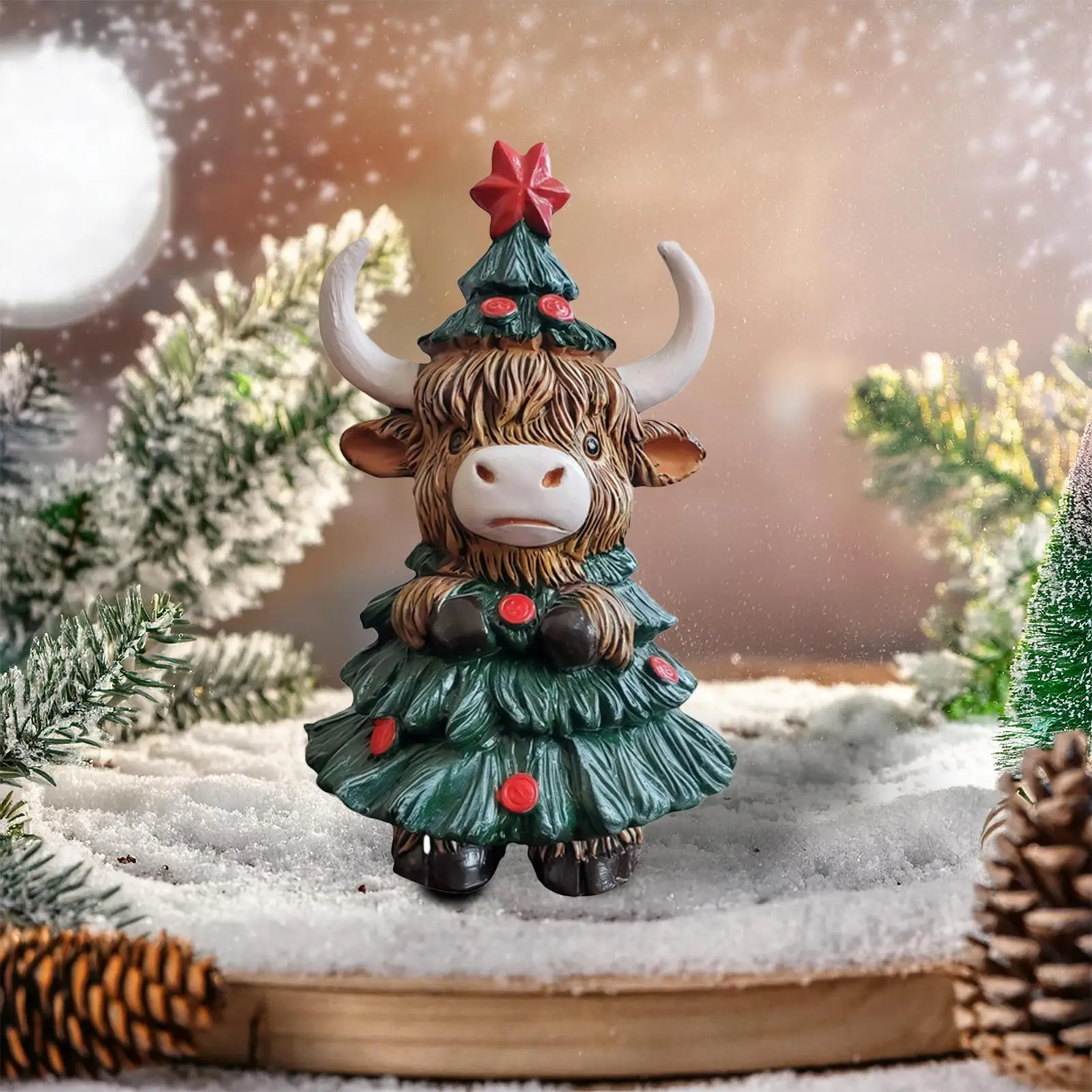 Highland Cow Decor Christmas Highland Cow Figure Rustic Cute Ornament For Dorm Farmhouse Bathroom Classroom Kitchen Nursery