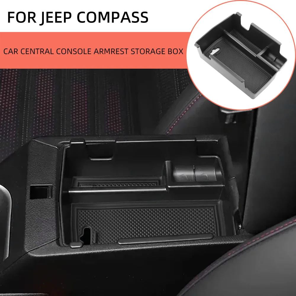For Jeep Compass 2021 2022 2023 2024 2025 Storage Box Armrest Box Tray Center Console Organizer Holder Container Accessories
