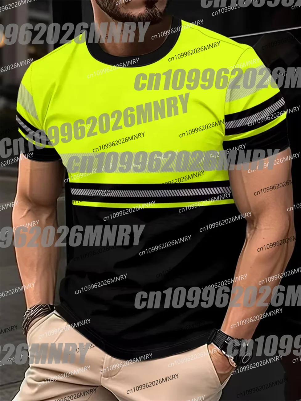Men's 3D Printed Secure Logo Color Blocking Design Moto Short-Sleeved TShir Fashion Summer Daily Casual Work Wear Men's T-Shirts