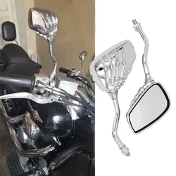 2Pcs Motorcycle Retrofitting Rearview Mirrors Skull Hand Flat Mirror Bike Cycling Clear Wide Range Back Sight Rearview Reflector