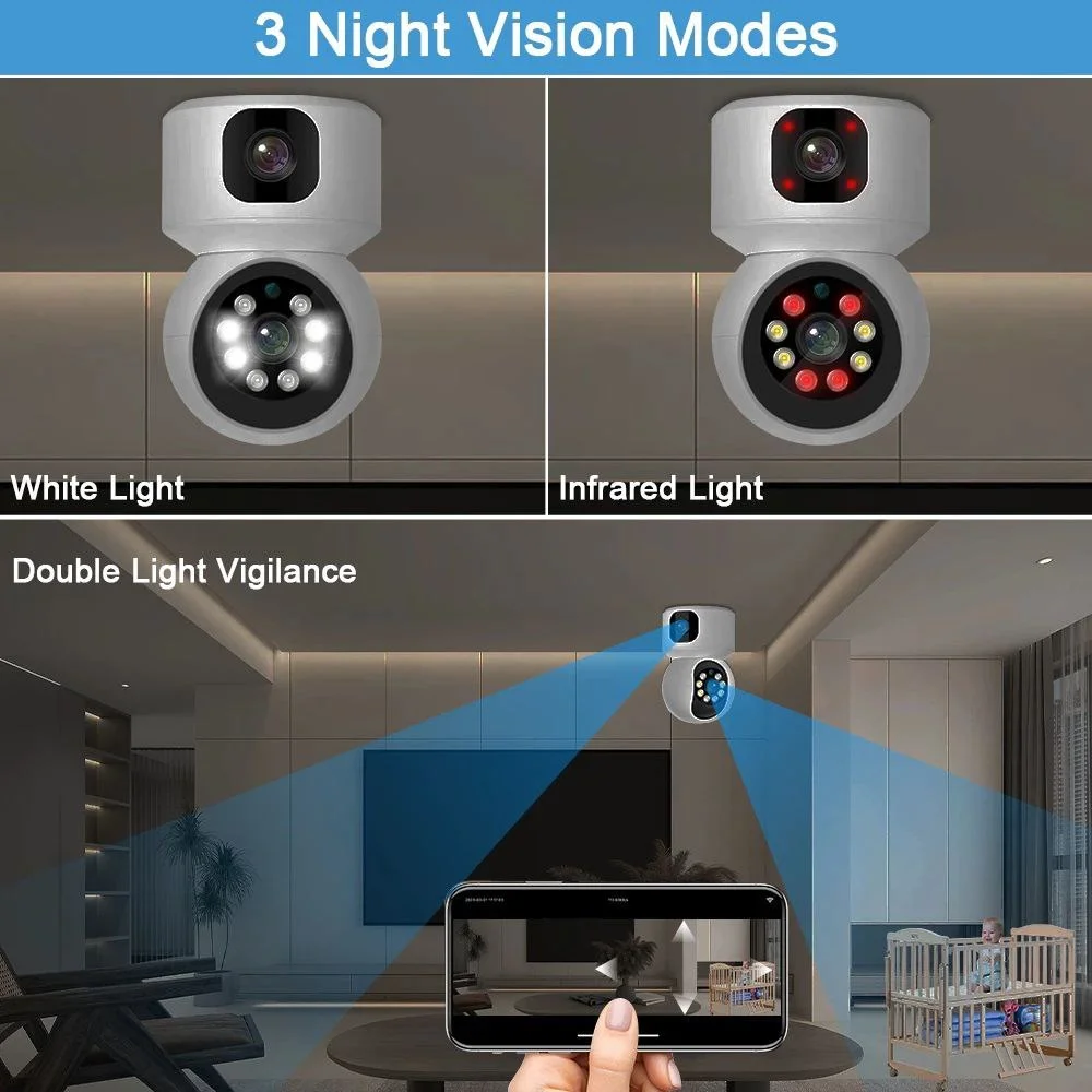 8MP 4K Dual เลนส์กล้อง 4G ซิมการ์ดในร่มสมาร์ทหน้าแรกเว็บแคมสี Night Vision ป้องกันความปลอดภัยกล้องวงจรปิด